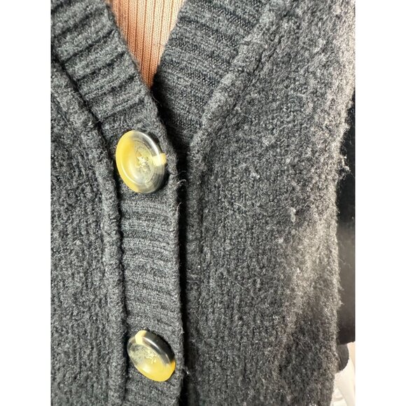 Topshop Black Button-Front Cardigan Acrylic Blend Nubby Sweater Size US 6 UK 10 - Picture 10 of 16